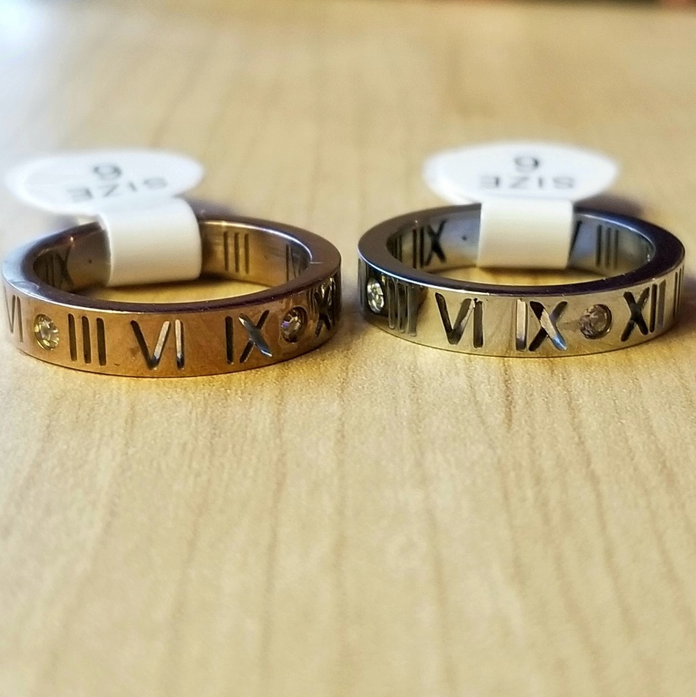 Rose Gold/Silver Roman Numeral Rings